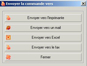 possibilité d'exporter la commande vers de nombreux support dont internet, un télécopieur, ou même un tableur