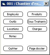 ecran d'exemple de gestion de chantier sur PDA